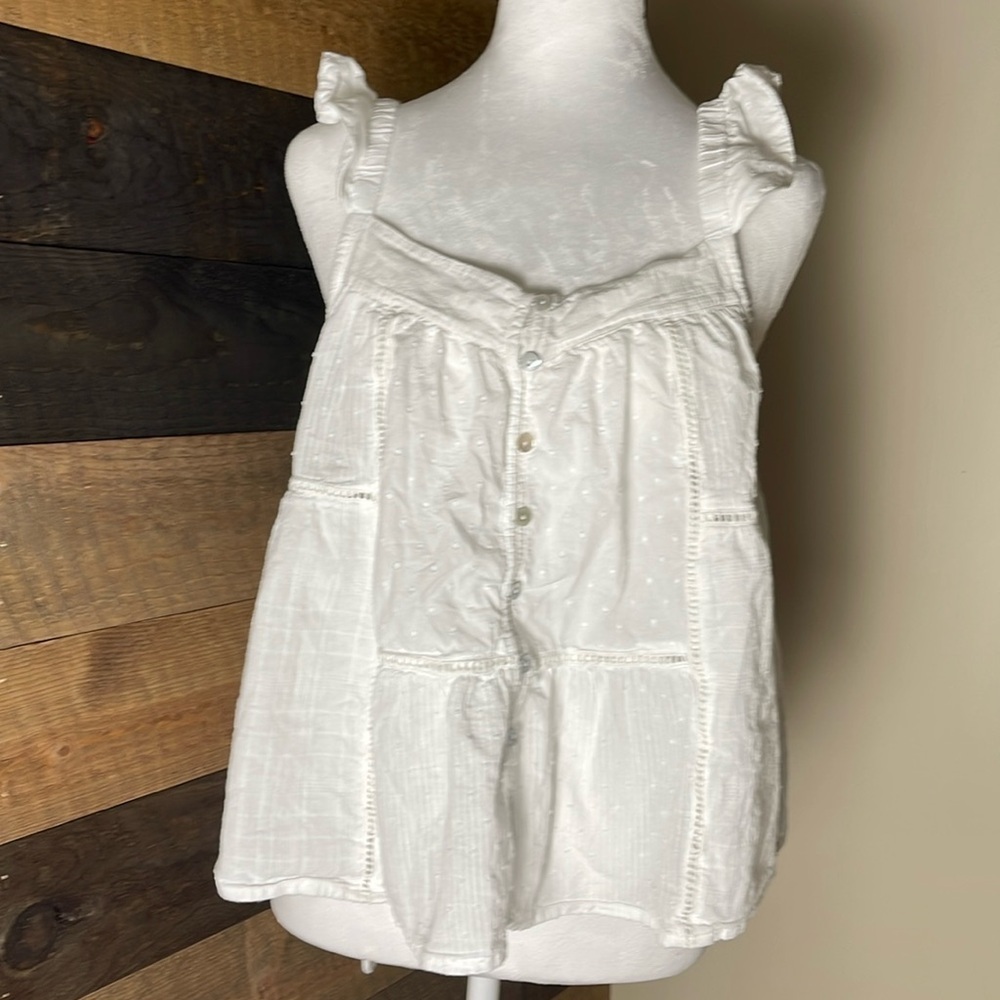 Joie White Ruffled Strap Cotton Blouse